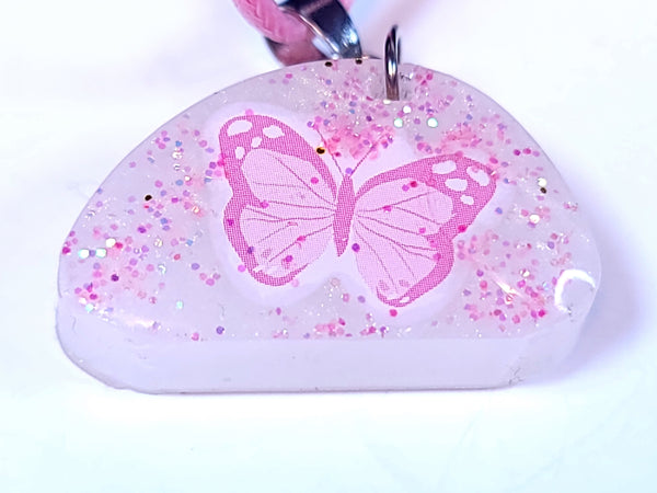 Dazzling Handmade - Clear with Pink Butterfly - Pink Necklace