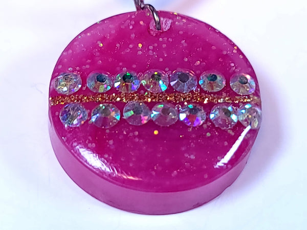 Dazzling Handmade - Pink with Rhinestone Design - Pink Necklace