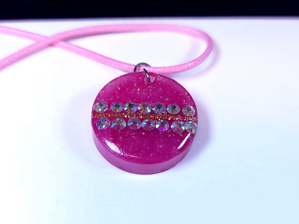 Dazzling Handmade - Pink with Rhinestone Design - Pink Necklace