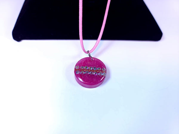 Dazzling Handmade - Pink with Rhinestone Design - Pink Necklace