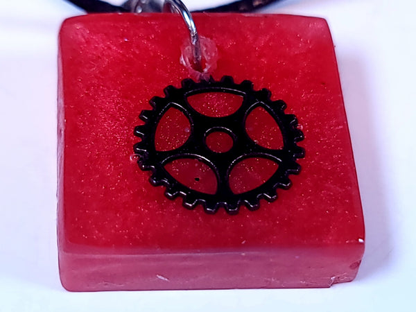 Dazzling Handmade - Red with Cartwheel Design - Black Necklace