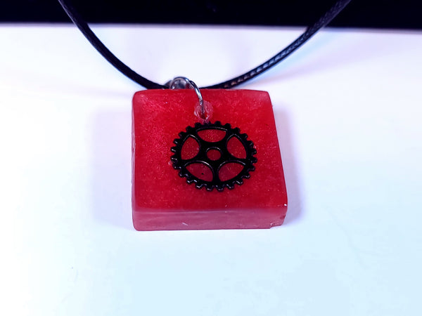 Dazzling Handmade - Red with Cartwheel Design - Black Necklace