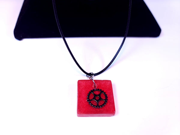 Dazzling Handmade - Red with Cartwheel Design - Black Necklace