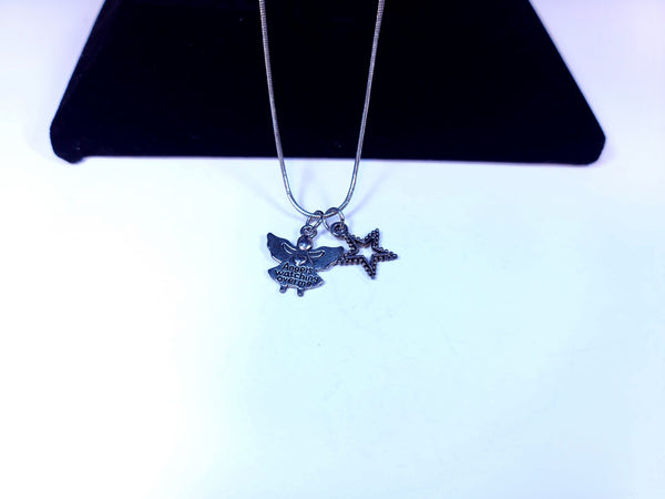 Handmade - Silver Angels-Watching-Over-Me-Star Pendants Necklace