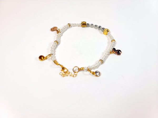 Dazzling Handmade - Beaded-White_and_gold-STUSH- Pendants Anklet