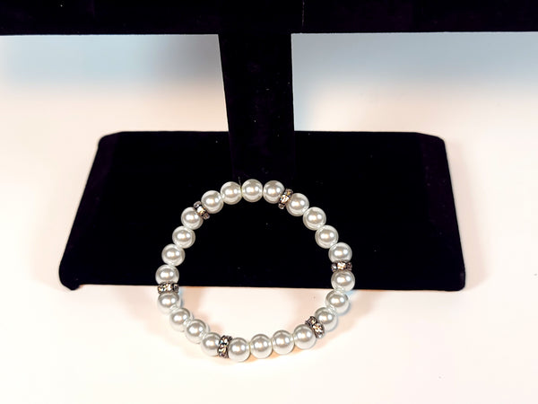 Handmade - Simply Classic Beaded-White_and_Silver - bracelet