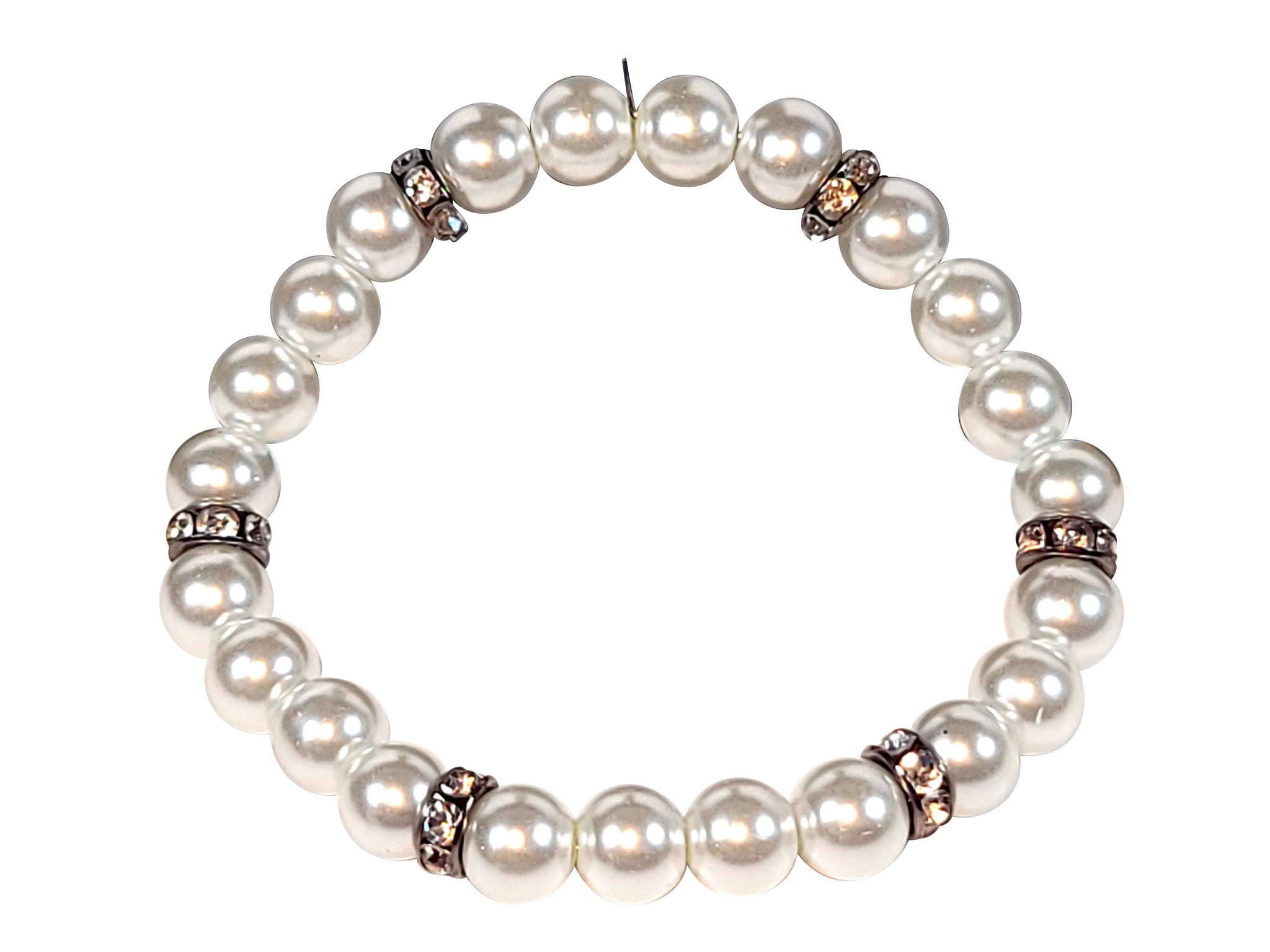 Handmade - Simply Classic Beaded-White_and_Silver - bracelet